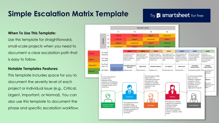 simple escalation matrix template n.w