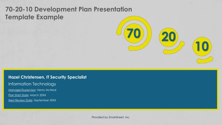 70 20 10 development plan presentation template n.w