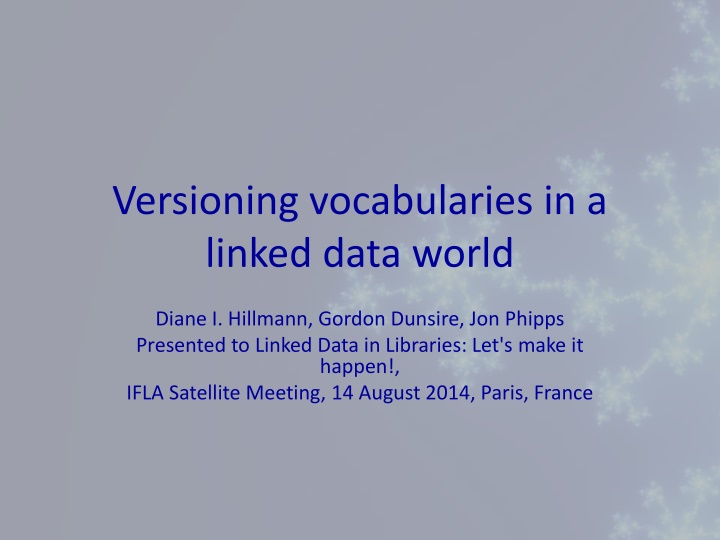 versioning vocabularies in a linked data world n.w