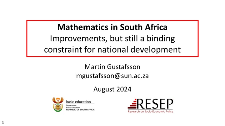 mathematics in south africa improvements n.w
