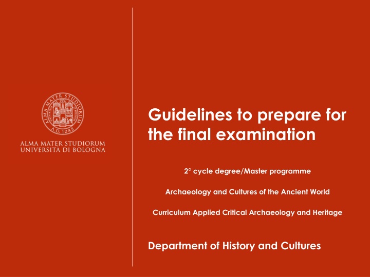 guidelines to prepare for the final examination n.w