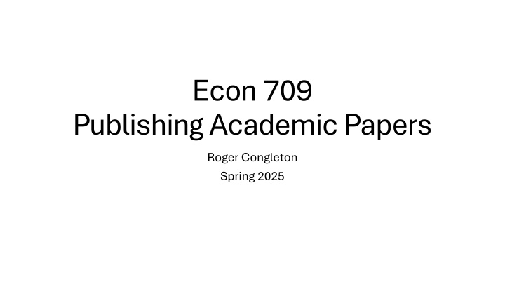 econ 709 n.w