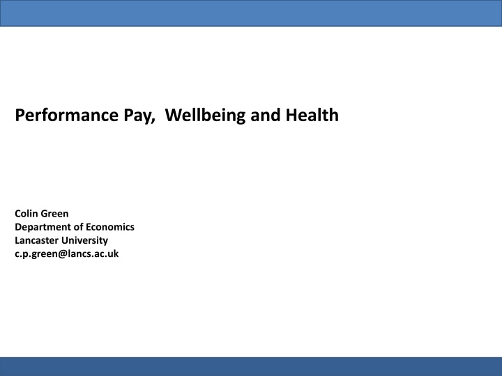performance pay wellbeing and health n.w
