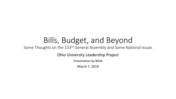 Insights on Ohio's Budget and Tax Revenues