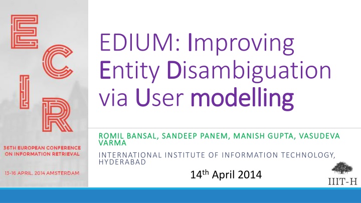 edium i improving e entity d disambiguation n.w