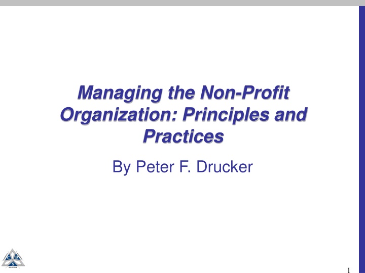 Principles of Managing a Non-Profit Organization by Peter F. Drucker