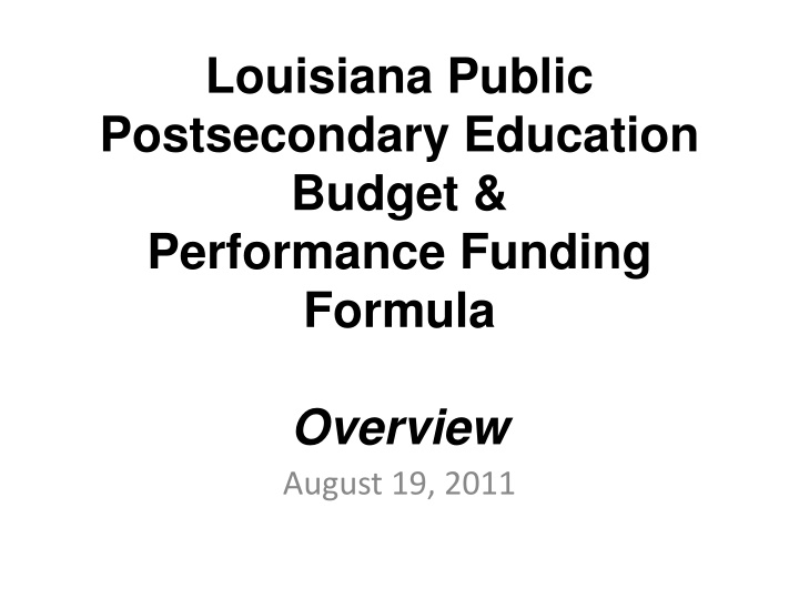 louisiana public postsecondary education budget n.w