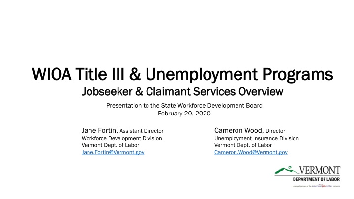 wioa title iii unemployment programs wioa title n.w