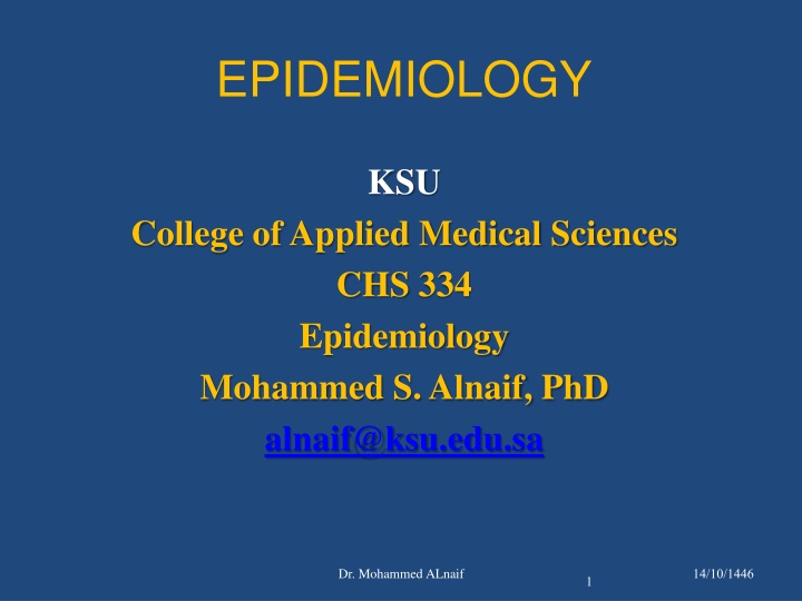 Research Methodology in Epidemiology