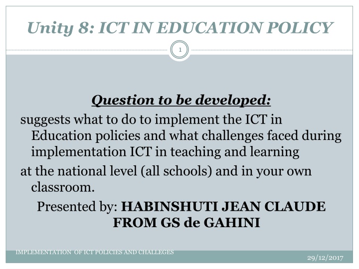 unity 8 ict in education policy n.w