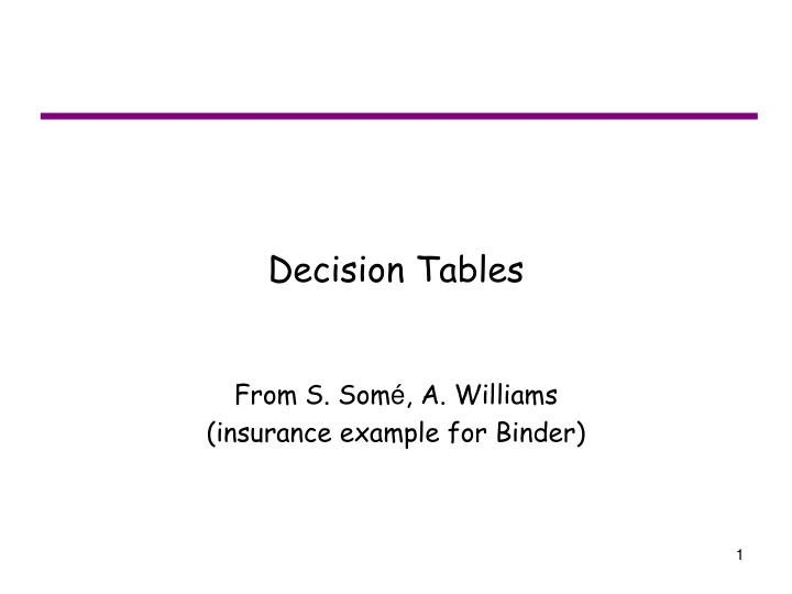 decision tables n.w