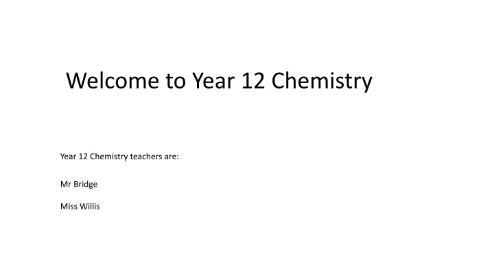 welcome to year 12 chemistry n.w