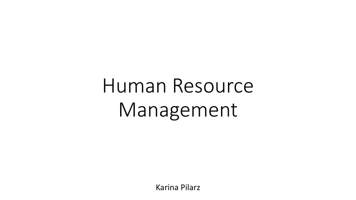 human resource management n.w