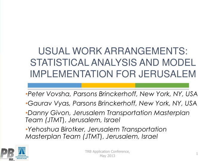 usual work arrangements statistical analysis n.w
