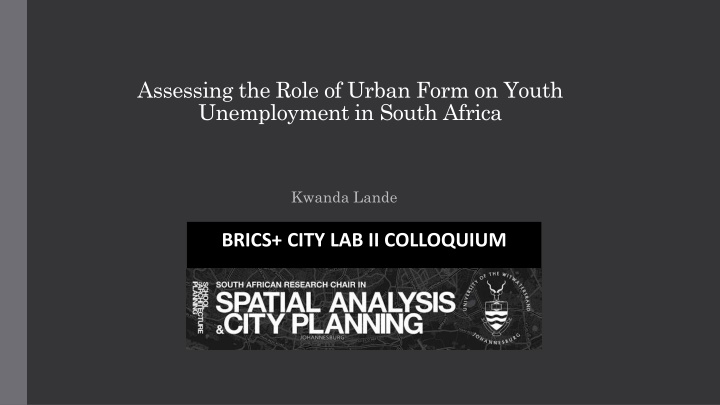 assessing the role of urban form on youth n.w