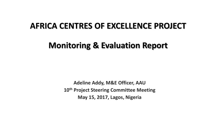 africa centres of excellence project n.w