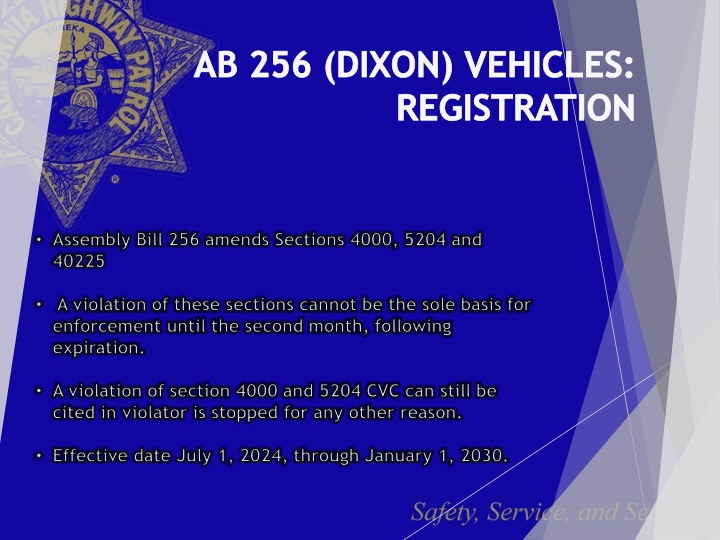 ab 256 dixon vehicles registration n.w