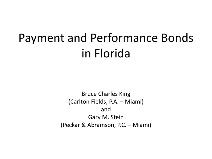 payment and performance bonds in florida n.w