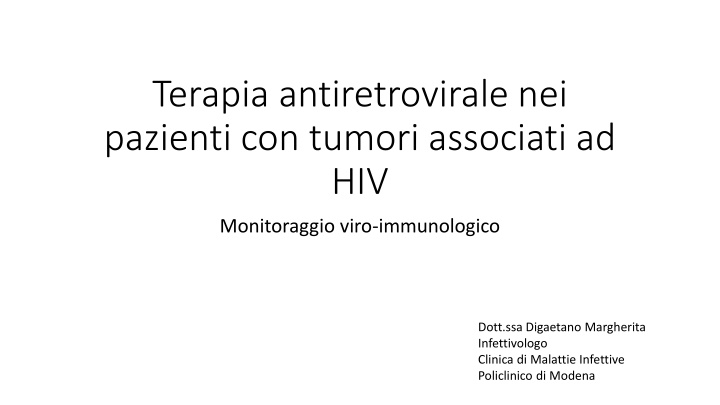 terapia antiretrovirale nei pazienti con tumori n.w
