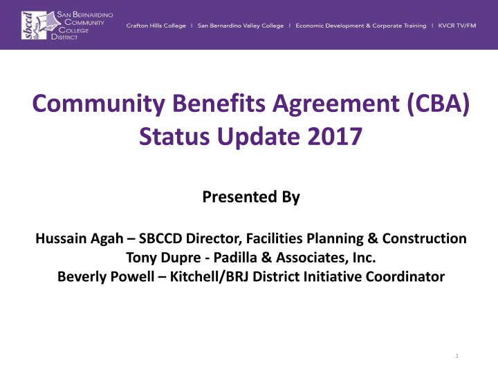 community benefits agreement cba status update n.w