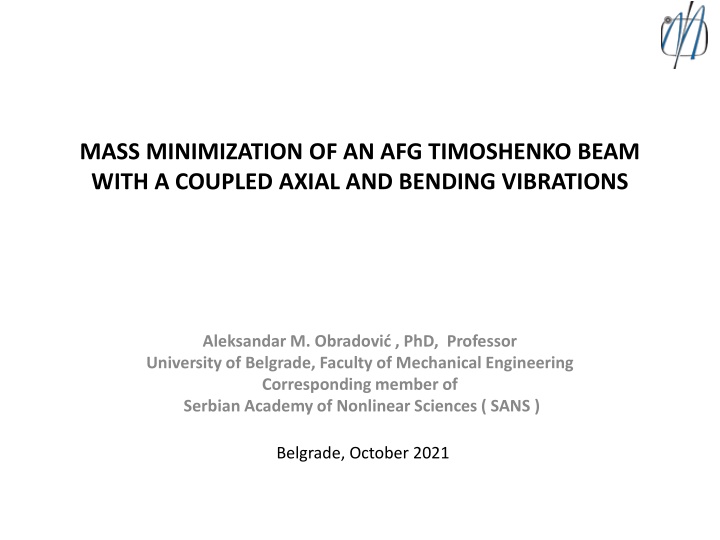 mass minimization of an afg timoshenko beam with n.w