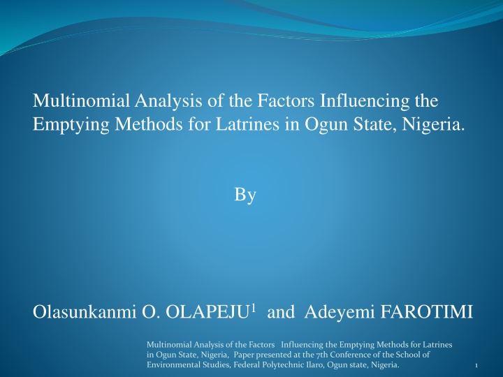 multinomial analysis of the factors influencing n.w