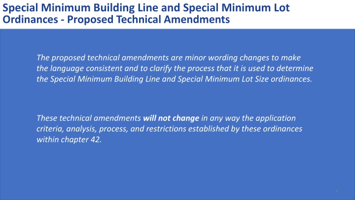 Proposed Technical Amendments for Special Minimum Building Line