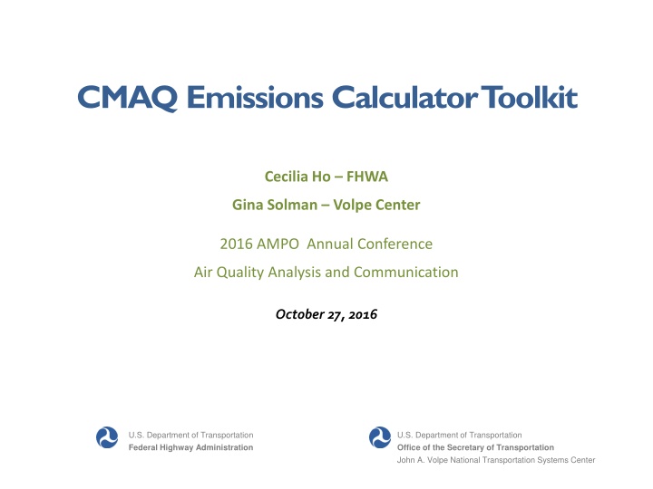CMAQ Emissions Calculator Toolkit Overview