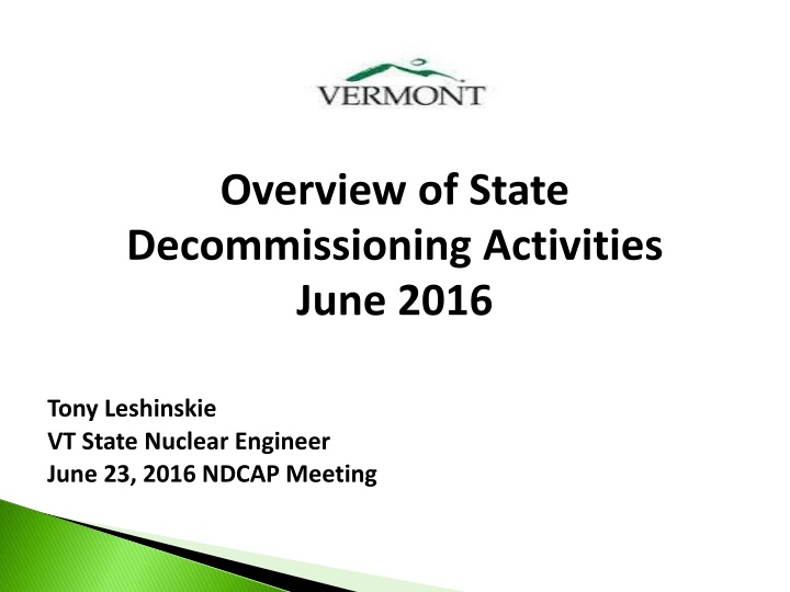overview of state decommissioning activities june n.w