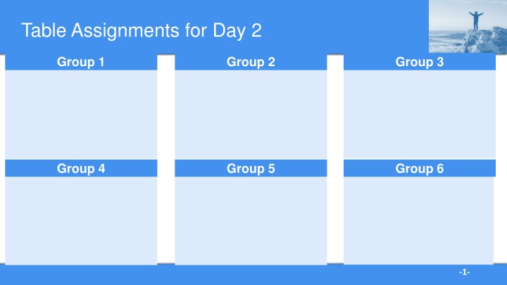 table assignments for day 2 n.w