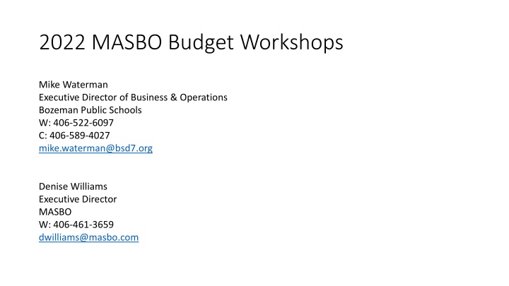 2022 masbo budget workshops n.w