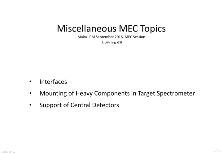 miscellaneous mec topics mainz cm september 2016 n.w