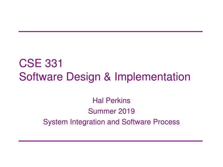 cse 331 software design implementation n.w