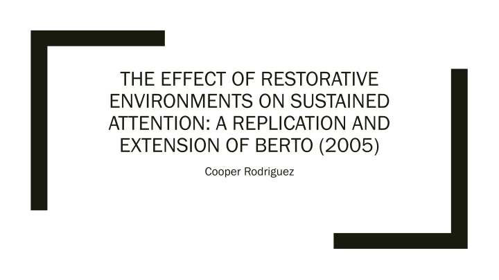 the effect of restorative environments n.w
