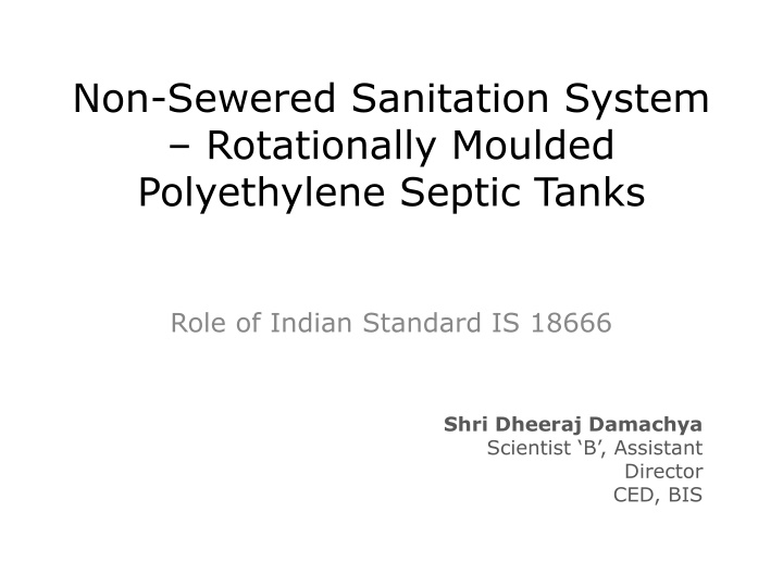 non sewered sanitation system rotationally n.w