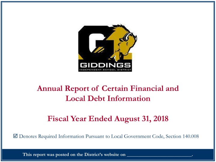 annual report of certain financial and local debt n.w