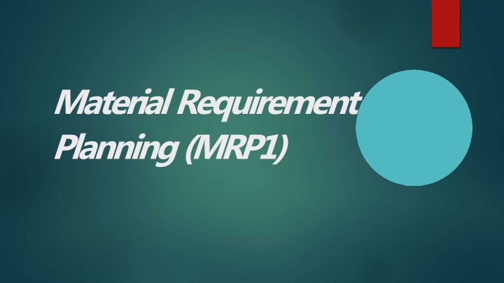 material requirement planning mrp1 n.w