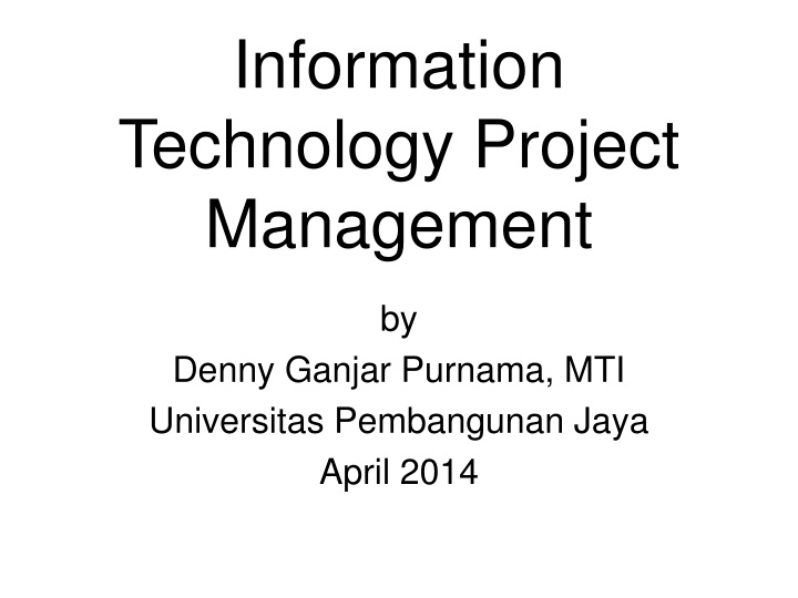 information technology project management n.w
