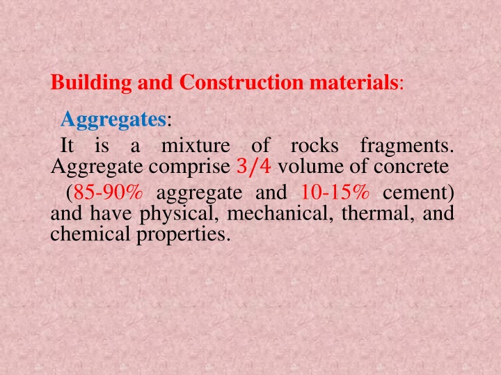 building and construction materials aggregates n.w