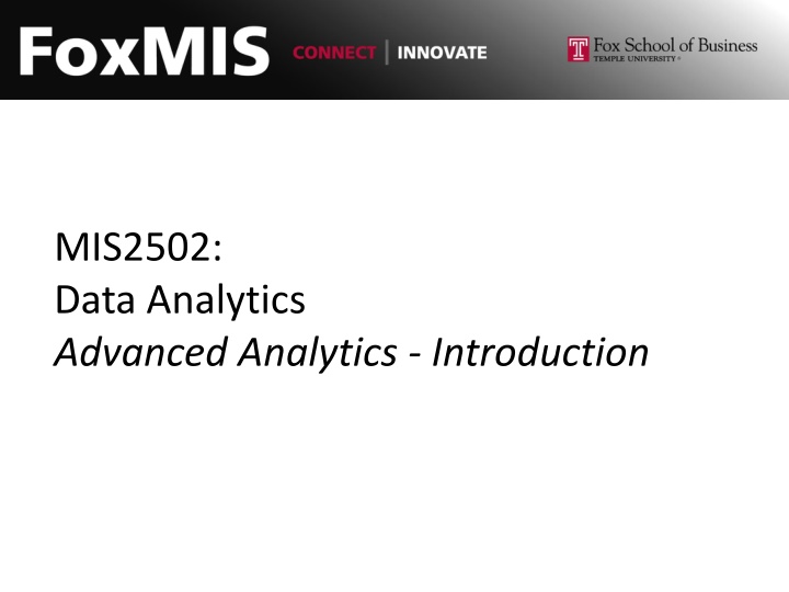 mis2502 data analytics advanced analytics n.w