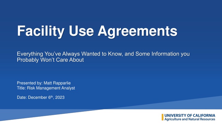 facility use agreements n.w