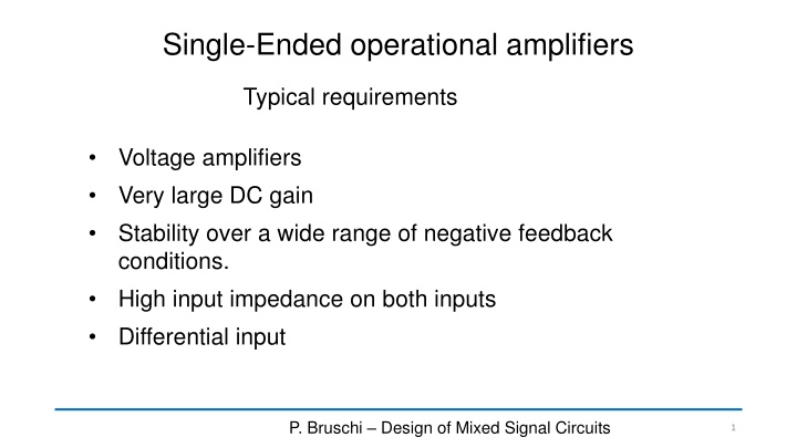 single ended operational amplifiers n.w