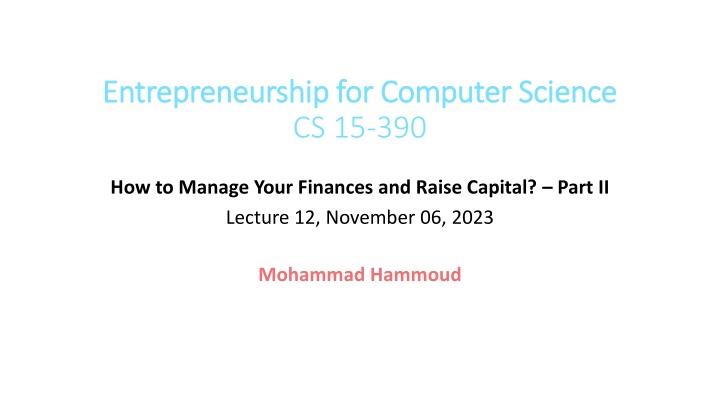 Managing Finances and Raising Capital in Entrepreneurship