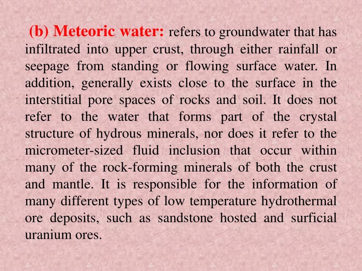 b meteoric water refers to groundwater that n.w