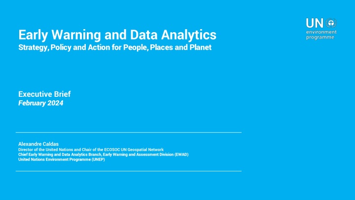 Early Warning and Data Analytics  Strategy, Policy and Action for People, Places and Planet