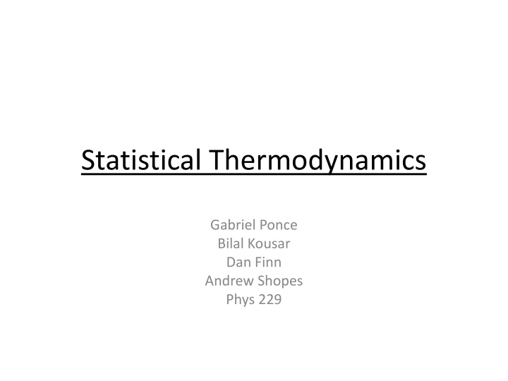statistical thermodynamics n.w