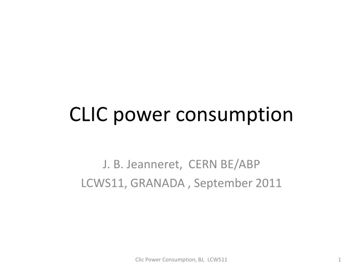 clic power consumption n.w