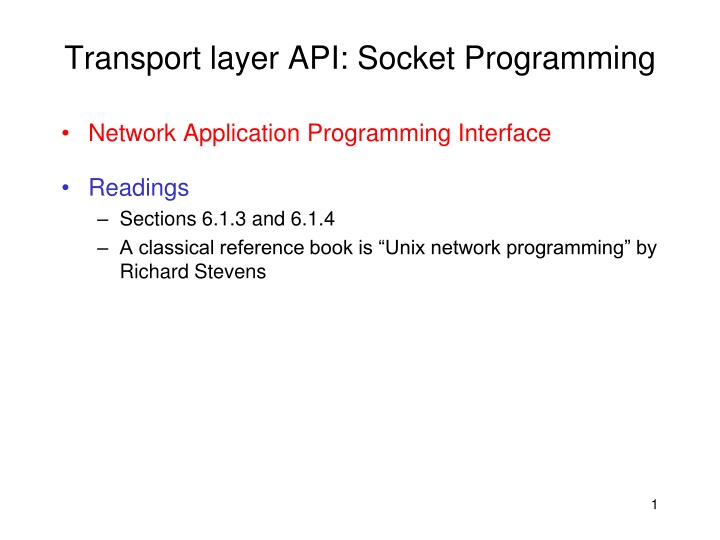 transport layer api socket programming n.w