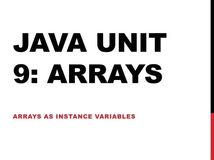 java unit 9 arrays n.w
