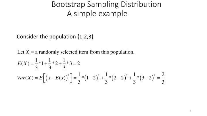 bootstrap sampling distribution a simple example n.w